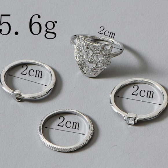 New Beautiful Crystal Silver Baby Leopard Ring Set - Picture 2 of 4